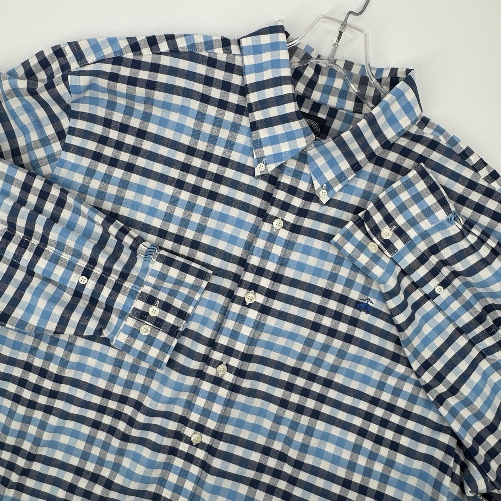 Brooks Brothers Men's 2XLT Polo Button Down Double Check Shirt Cotton Stretch